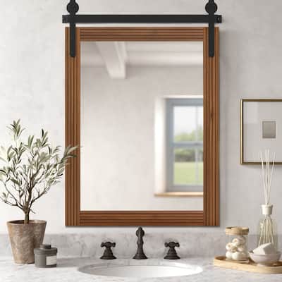 Farmhouse Barn Door Wood Wall Mirror