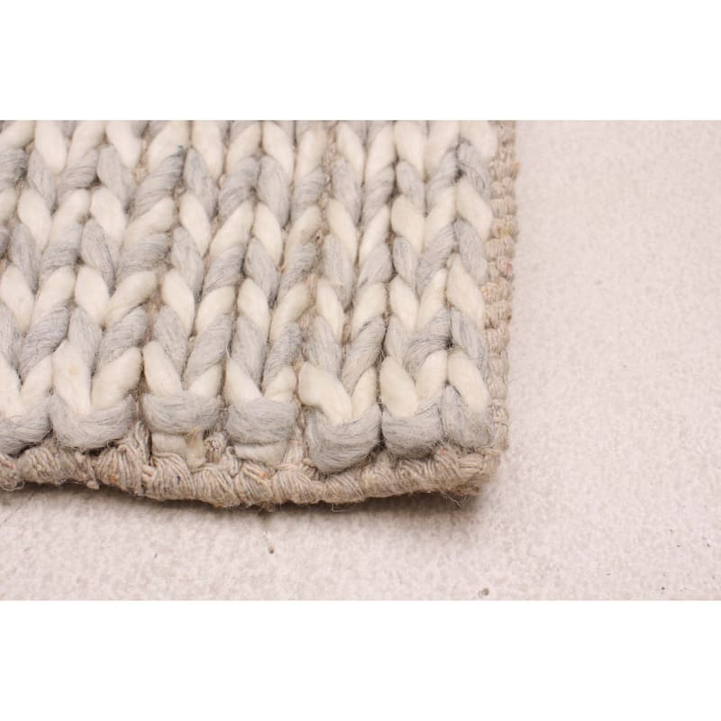 ECARPETGALLERY Braid weave Sienna Grey Wool Rug - 7'5 x 9'9