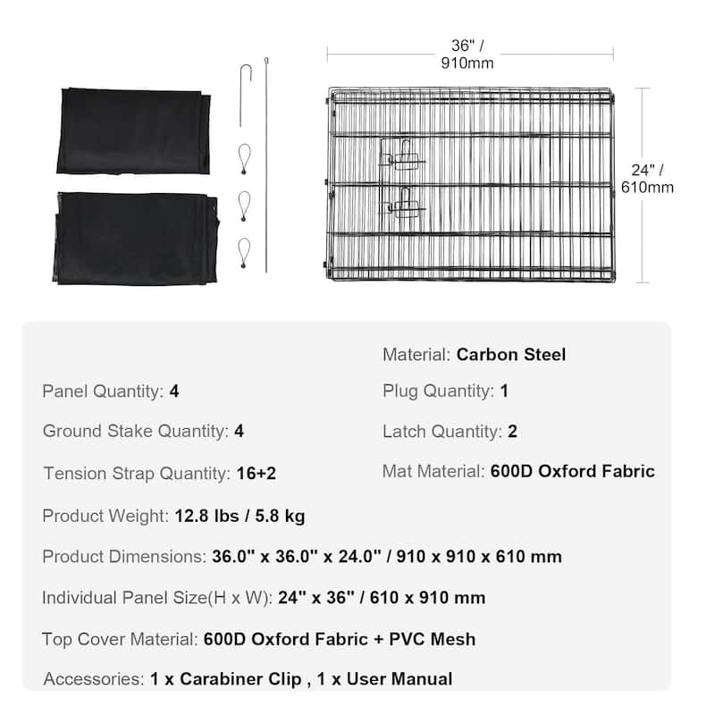 Foldable Dog Playpen with Bottom Mat 36x36 Inch for Small Pets