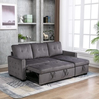 L-Shape Reversible Sleeper Sectional Sofa with Chaise and Storage - Bed ...