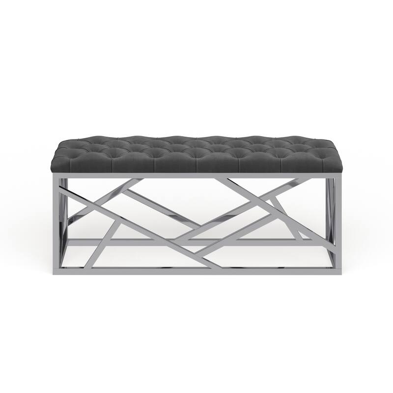 Silver Orchid Sebastian Button-tufted Bench