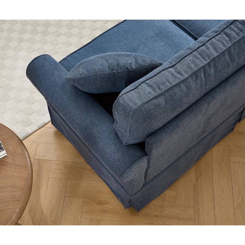 94" Linen L-Shaped 5-Seater Sectional Sofa with Reversible Design and Rolled Arms