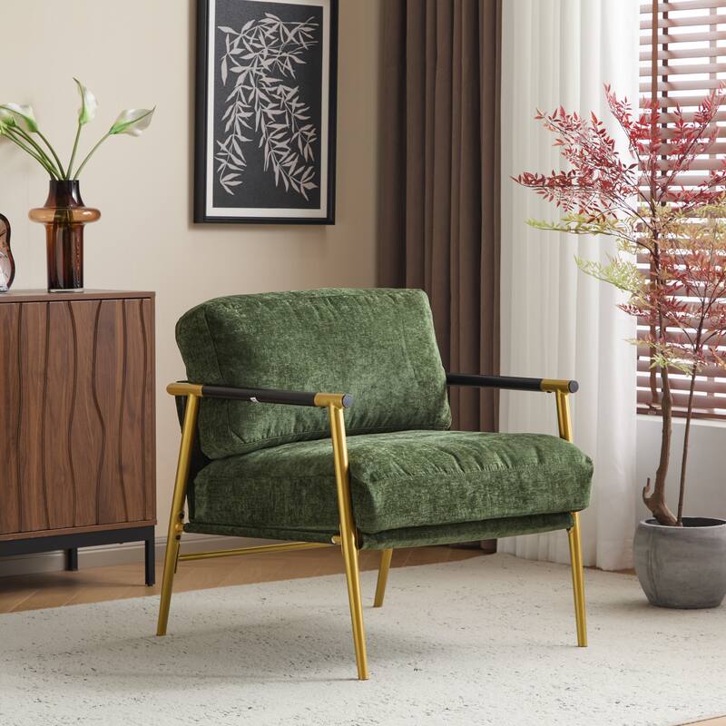 27.56" Small Upholstered Accent Chair with Gold Metal Frame