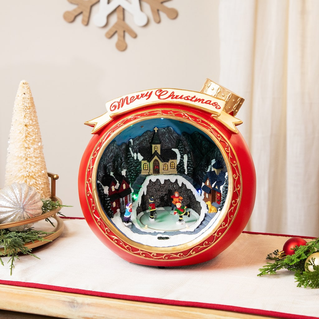 LED Lighted and Musical Christmas Village Scene in Ornament - 10.75"