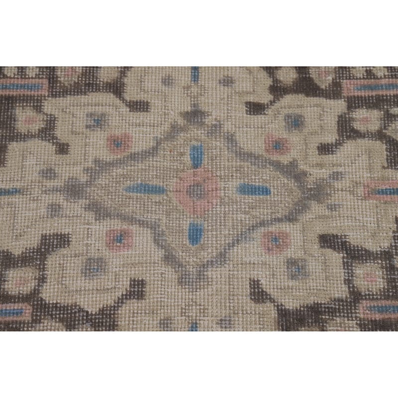 Geometric Beige Tabriz Persian Rug Hand-Knotted Wool Carpet - 8'1"x 10'8"