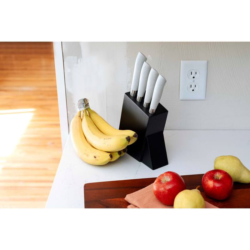 Dura Living 5-Piece Knife Block Set - High Carbon Stainless Steel Blades, Compact Wood Block