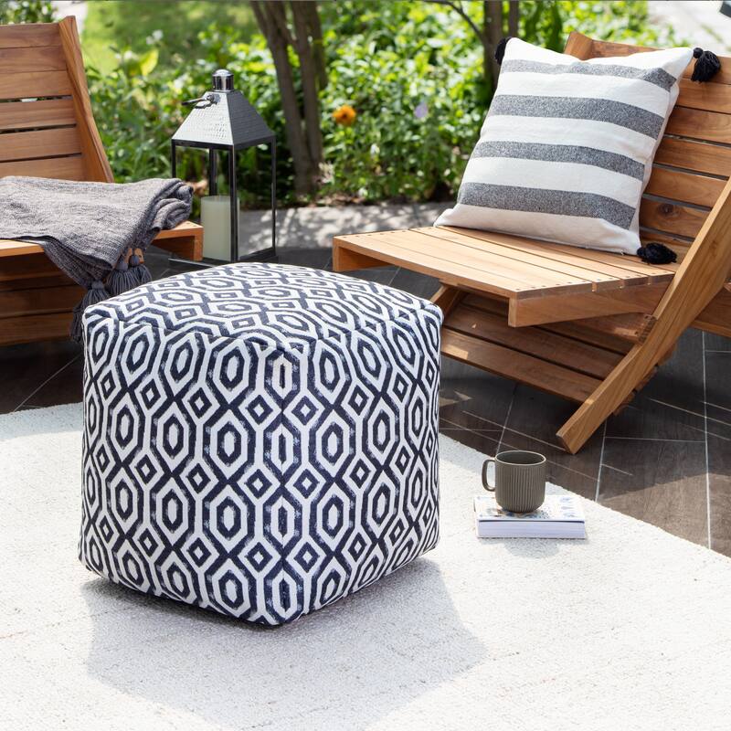 Jani Zuma Indoor/Outdoor 18" x 18" Square Pouf Ottoman