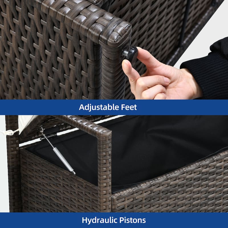 Moasis 70 Gallon Outdoor Storage Bench All-Weather PE Rattan Deck Box