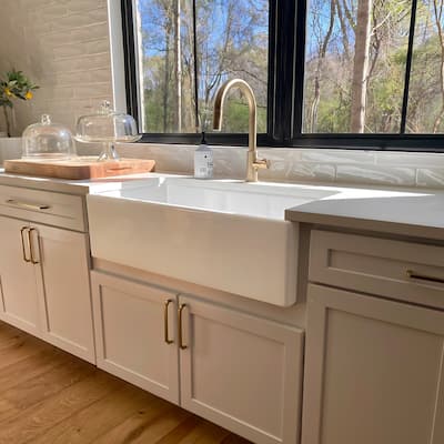 Turner Crisp White Fireclay 30" Single Bowl Farmhouse Apron Front Undermount Kitchen Sink and Drain