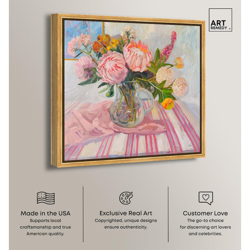 Pink Protea Pitcher Canvas by Art Remedy