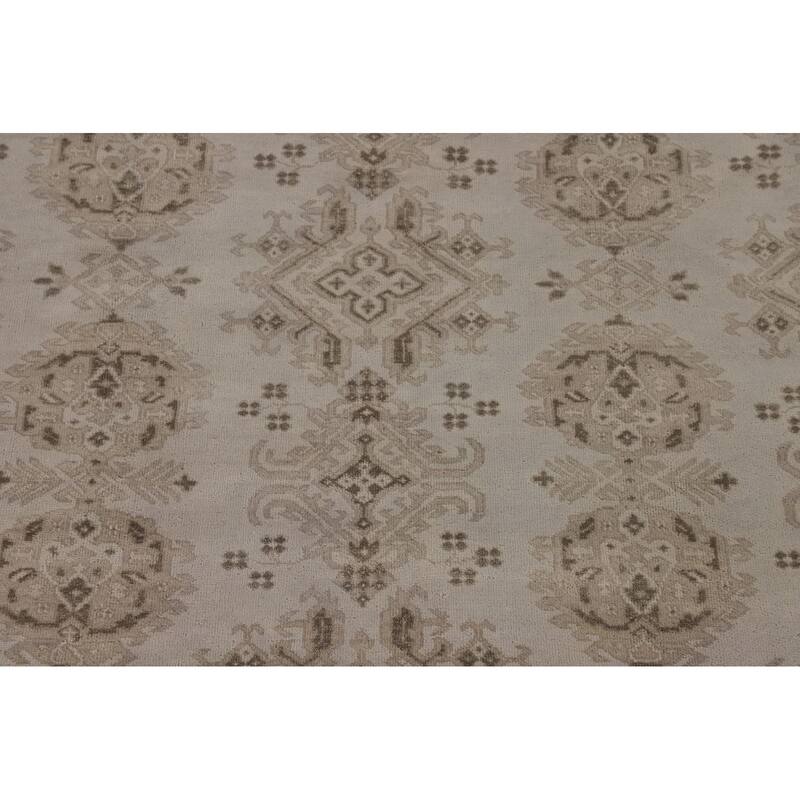 Geometric Oushak Indian Area Rug Handmade Wool Carpet - 7'11"x 9'9"