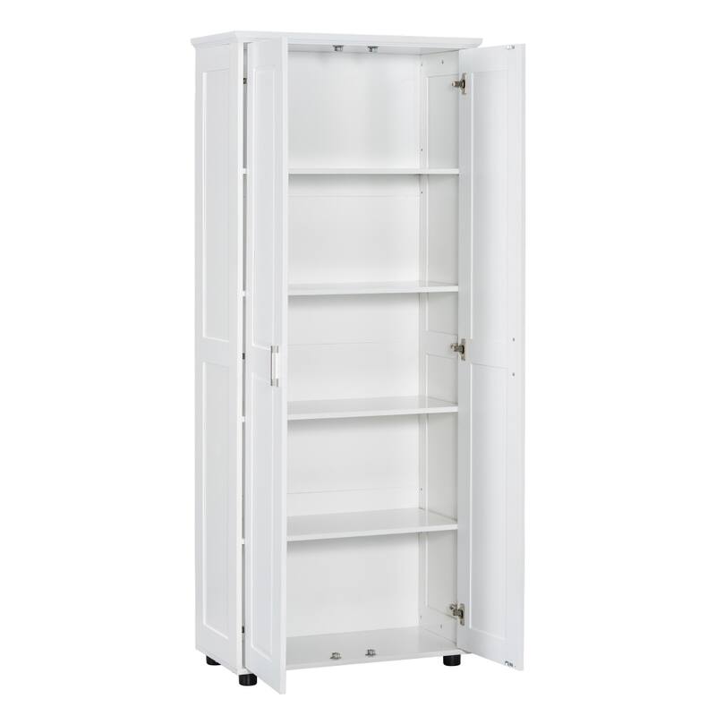 71.3'' Tall White Storage Cabinet with 2 Doors, Adjustable Shelf and MDF Board, for Bathroom, Office