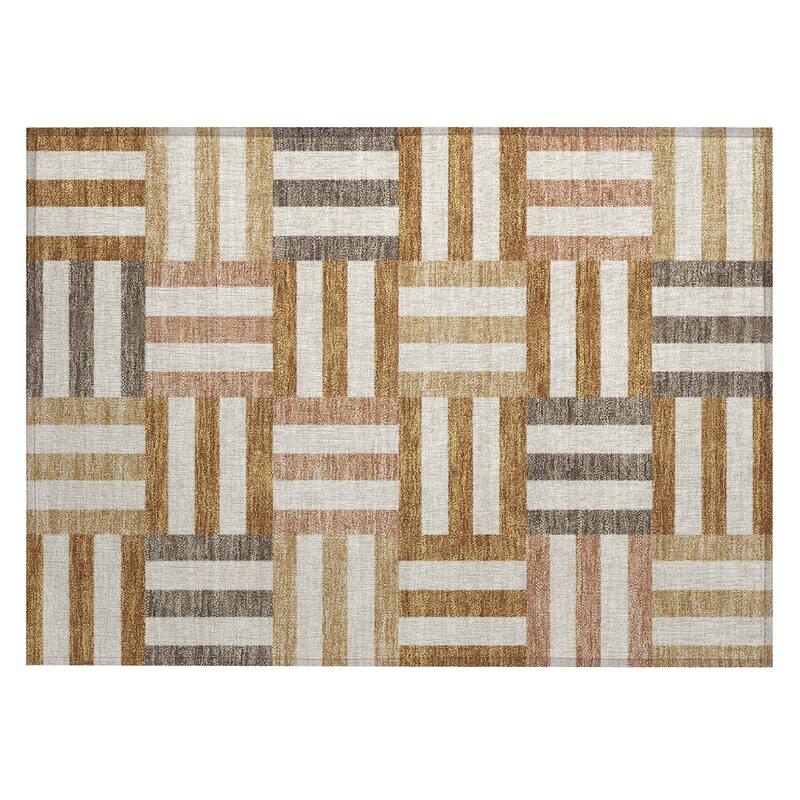Machine Washable Indoor/ Outdoor Modern Hatch Chantille Rug