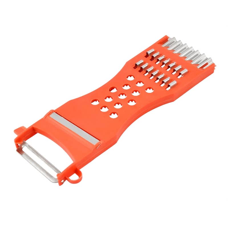 Plastic Frame Vegetable Slicer Peeler Shredder Red Silver Tone 4pcs - Red,Silver Tone