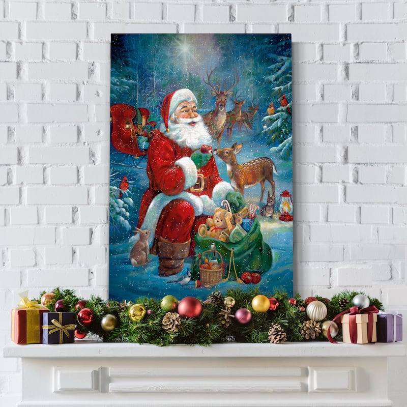 Santa's Woodland Friends-Premium Gallery Wrapped Canvas - Ready to Hang