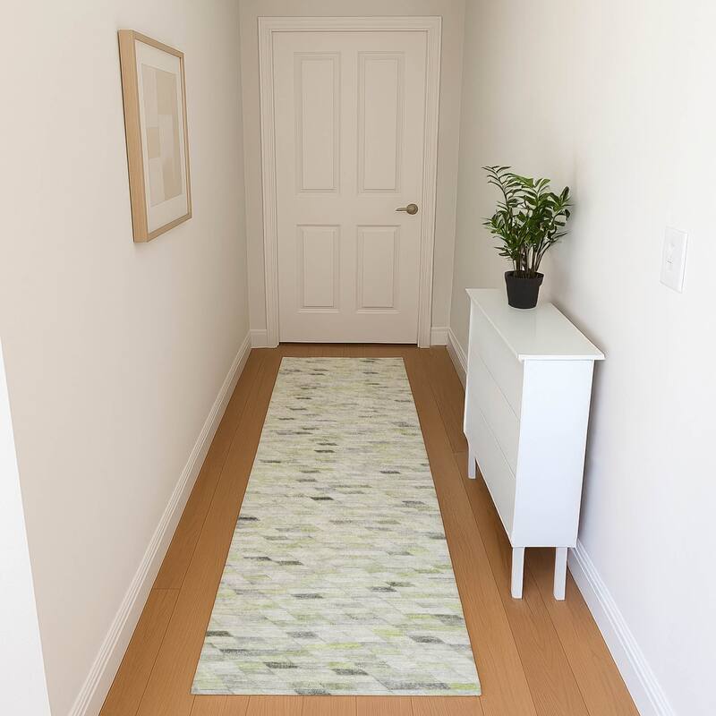 Premium Washable Super Soft Modern Mosaic Mayfield Rug - Green - 2'3" x 7'6"