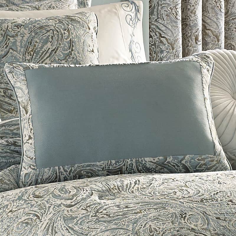 Five Queens Court Garrison Blue Paisley Decorative Boudoir Pillow - Accent - Polyester - Spa Blue