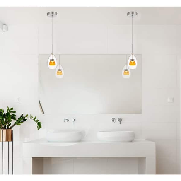 Series Clear Amber Clear Glass Pendant with Canopy