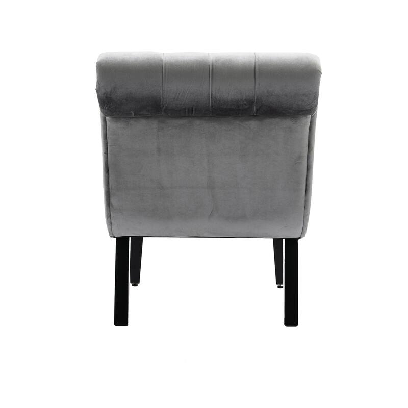 Velvet Upholstered Accent Chair Living Room Armless Leisure Lounge Chair, Comfortable Deep Buttons Backrests Chair