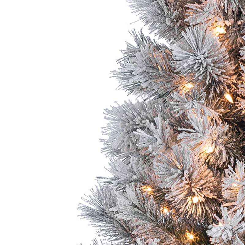9 Foot Flocked Pre Lit Boise Pine Tree