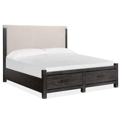 Magnussen Home Plum Creek Ravenwood Black Upholstered Panel Storage Bed