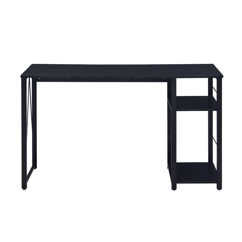 Rectangular Writing Desk with 2 Tier Shelf, Black