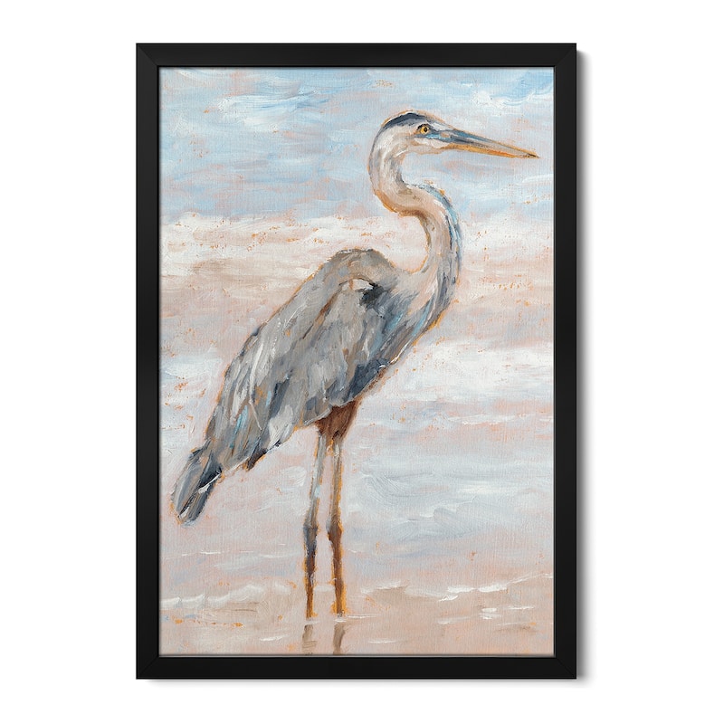 Beach Heron I Premium Framed Poster by Ethan Harper - Black - 24x32x1
