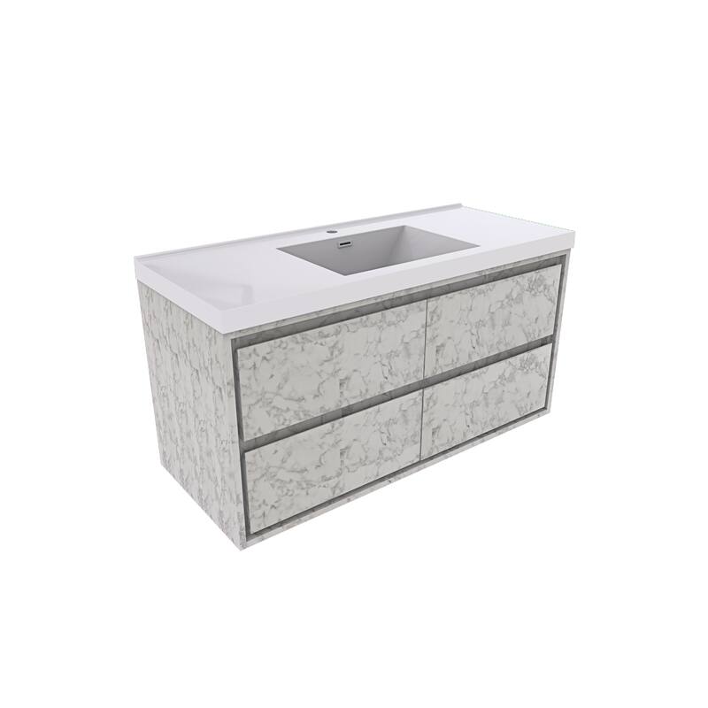 Sage 60" wall mounted bathroom vanity with single basin acrylic top