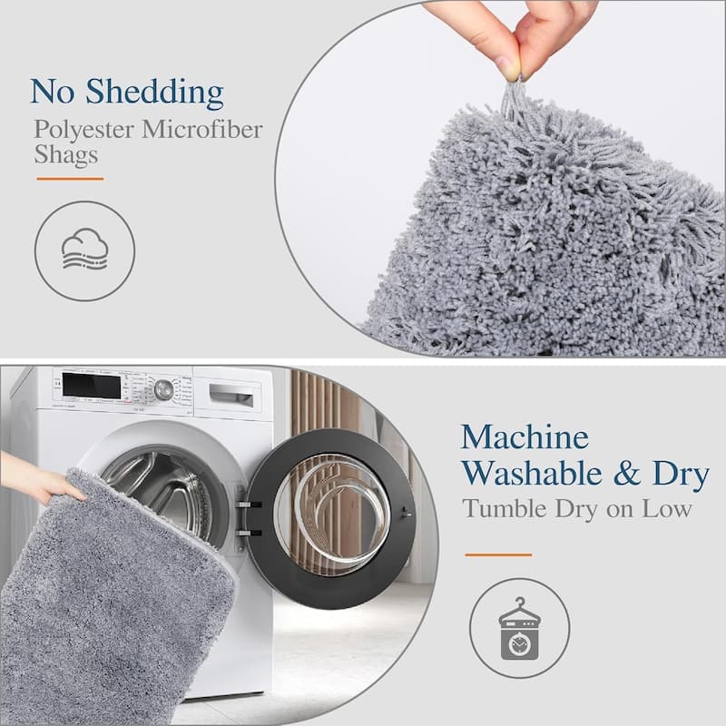 Bathroom Rug Non Slip Bath Mat for Bathroom, Water Absorbent Soft Microfiber Shaggy Bathroom Mat Machine Washable Bath Rug