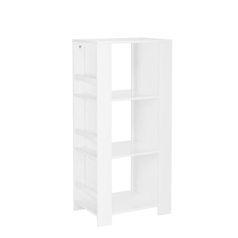 RiverRidge Kids Bookshelf and Toy Organizer Tower with 3 Cubbies and 6 Bookracks for Playroom, Nursery, and Reading Nook - White without Bins