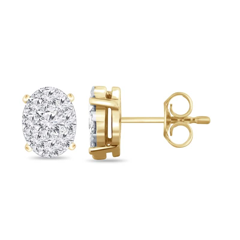 Auriya 14k Gold 5/8ctw Oval Pave Diamond Stud Earrings (H-I, I1-I2)