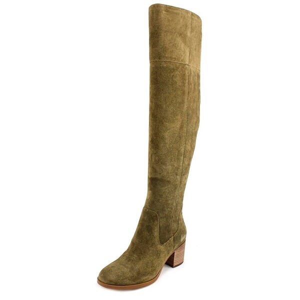green suede over the knee boots