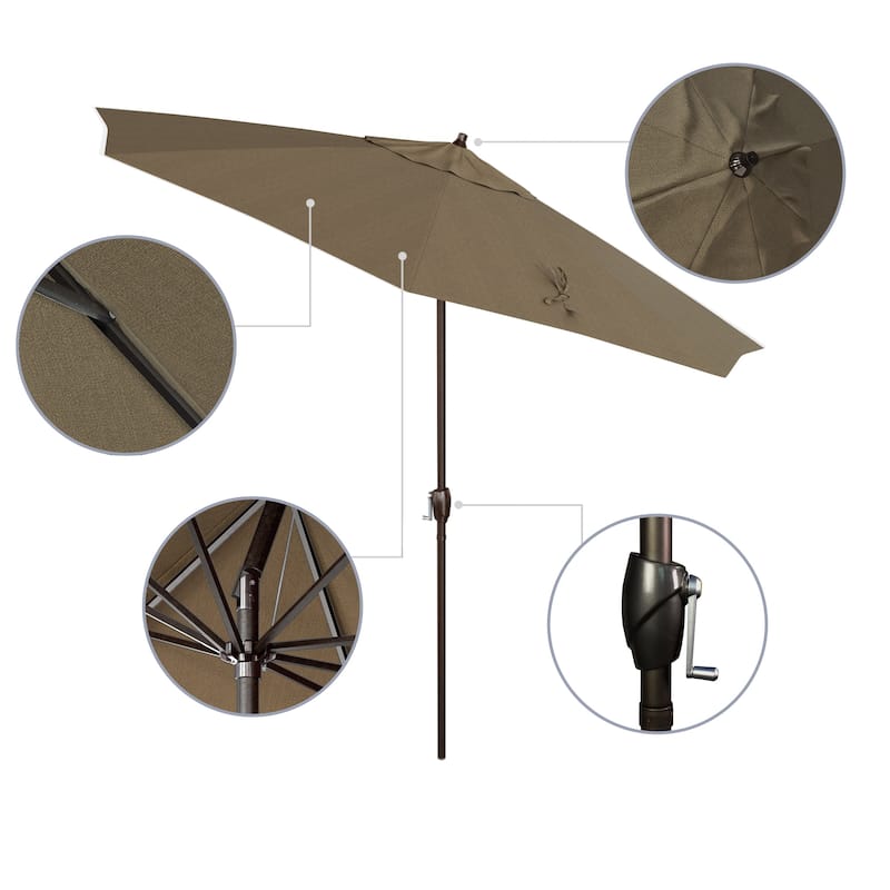 North Bend 9-foot Crank Lift Auto Tilt Patio Umbrella with Outdoor Rated Olefin fabric by Havenside Home