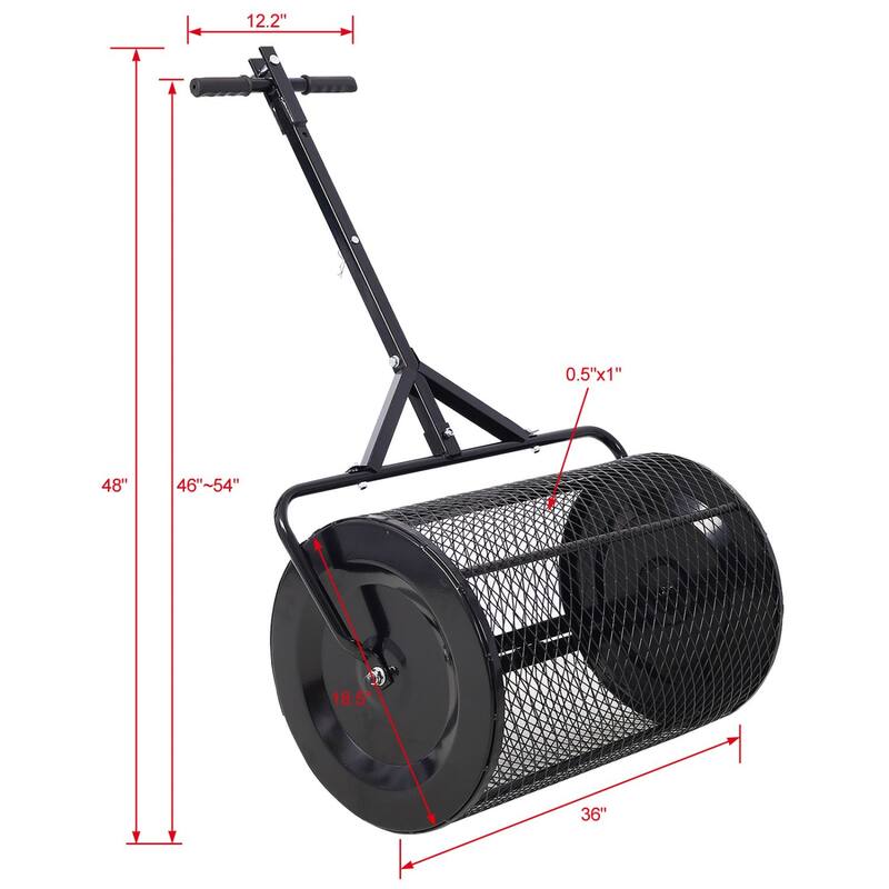 66 lbs. 36 in. Peat Moss Spreader with 2 in 1 ATV and T Shaped Handle for Planting Seeding,Lawn and Garden Care
