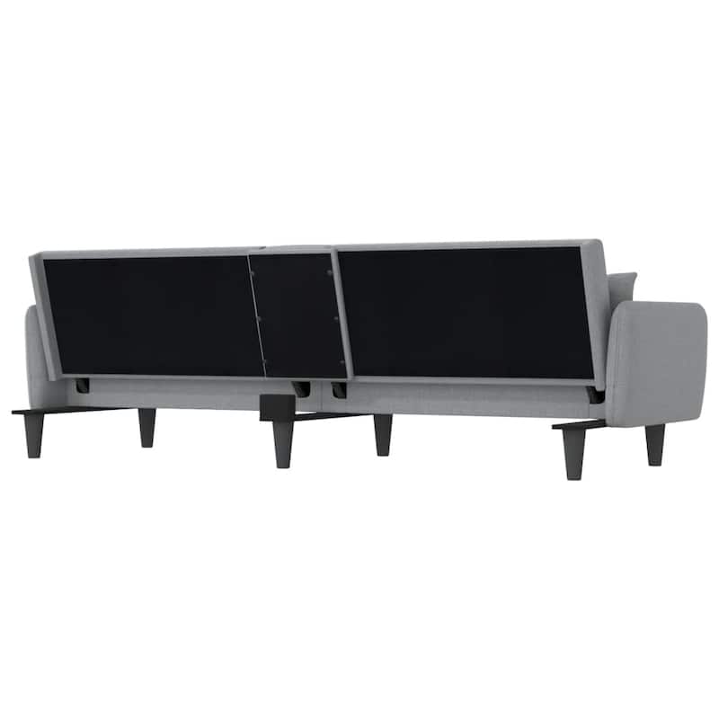 vidaXL Sofa Bed with Cup Holders Black Fabric - 86.6" x 35" x 27.6"