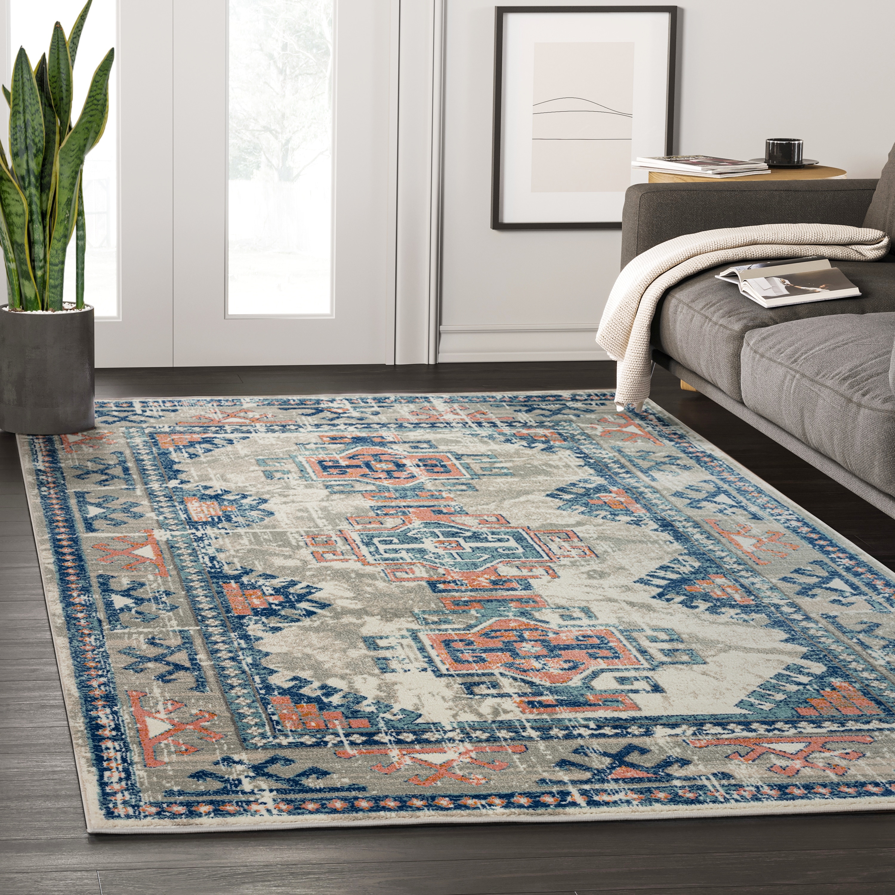 Abani Porto Collection Tribal Grey Area Rug