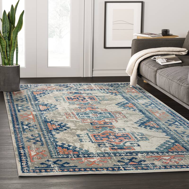 Abani Porto Collection Tribal Grey Area Rug - 5'3" x 7'6" - Grey