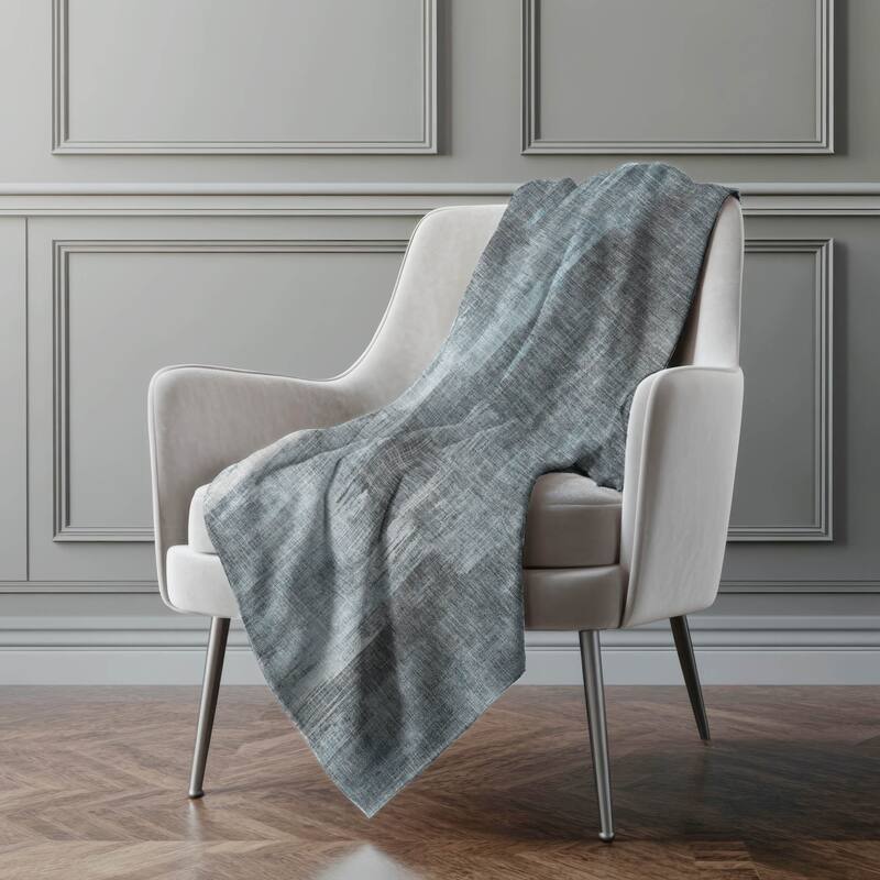Premium Machine Washable Modern Brushstroke Sherpa Throw Blanket - Teal - 4'2" x 5'10"