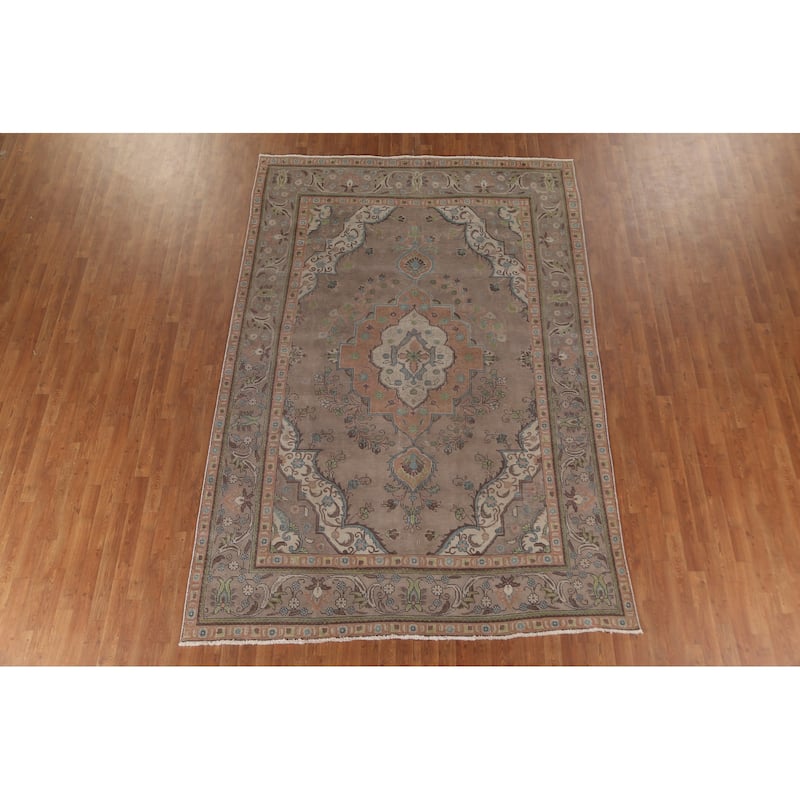 Over-Dyed Tabriz Persian Vintage Area Rug Handmade Wool Carpet - 7'2"x 10'6"