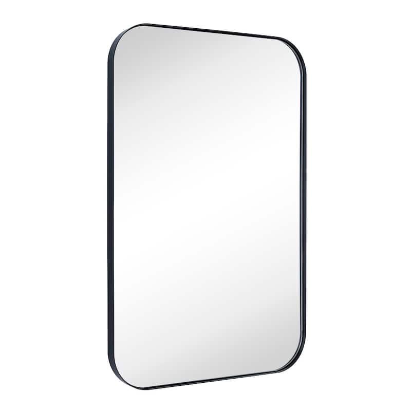 TEHOME Mid-Century Modern Chic Metal Rounded Wall Mirrors - 24'' x 36'' - Black