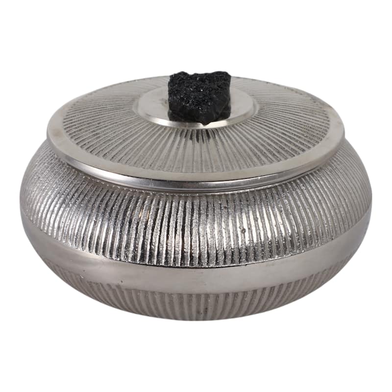 Aluminum Agate Decorative Object Stylish Lidded Textured Sculpture