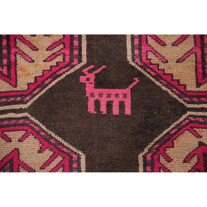 Ardebil Persian Runner Rug Hand-knotted Vintage Wool Carpet - 4'2" x 9'9"