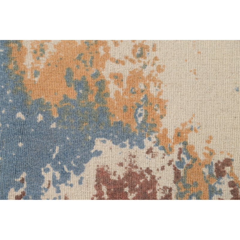 Nature Print Abstract Modern Area Rug Handmade Oriental Wool Carpet - 5'3"x 7'7"