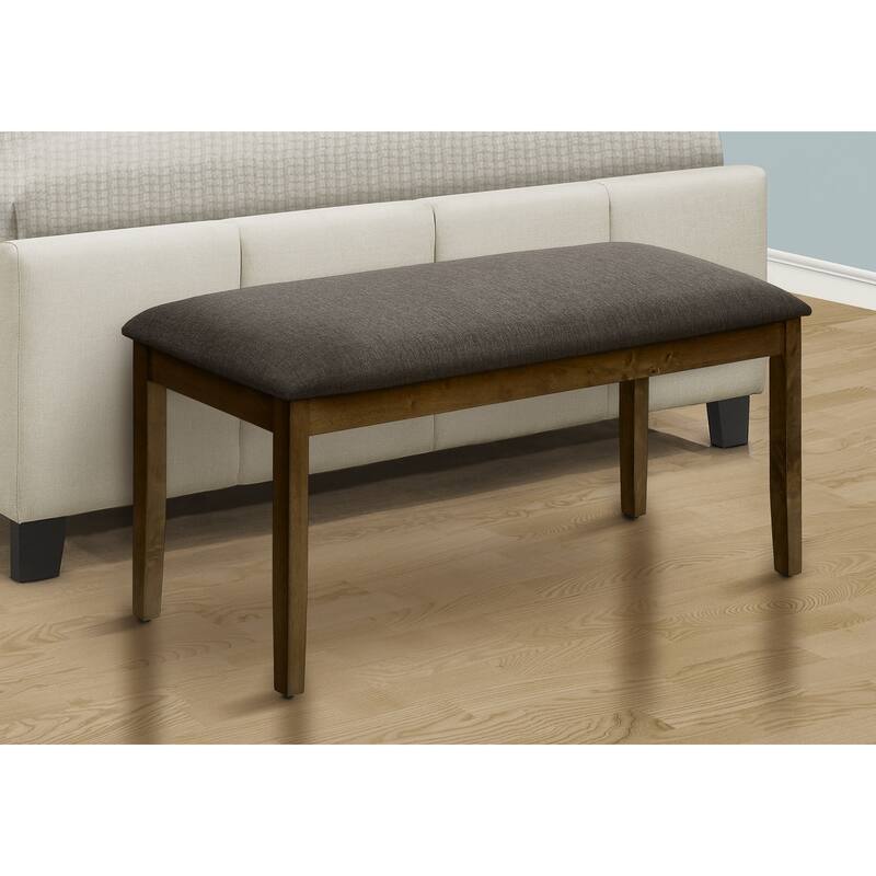 Bench, 42" Rectangular, Wood, Upholstered, Dining Room, Kitchen, Entryway, Brown And Beige, Transitional
