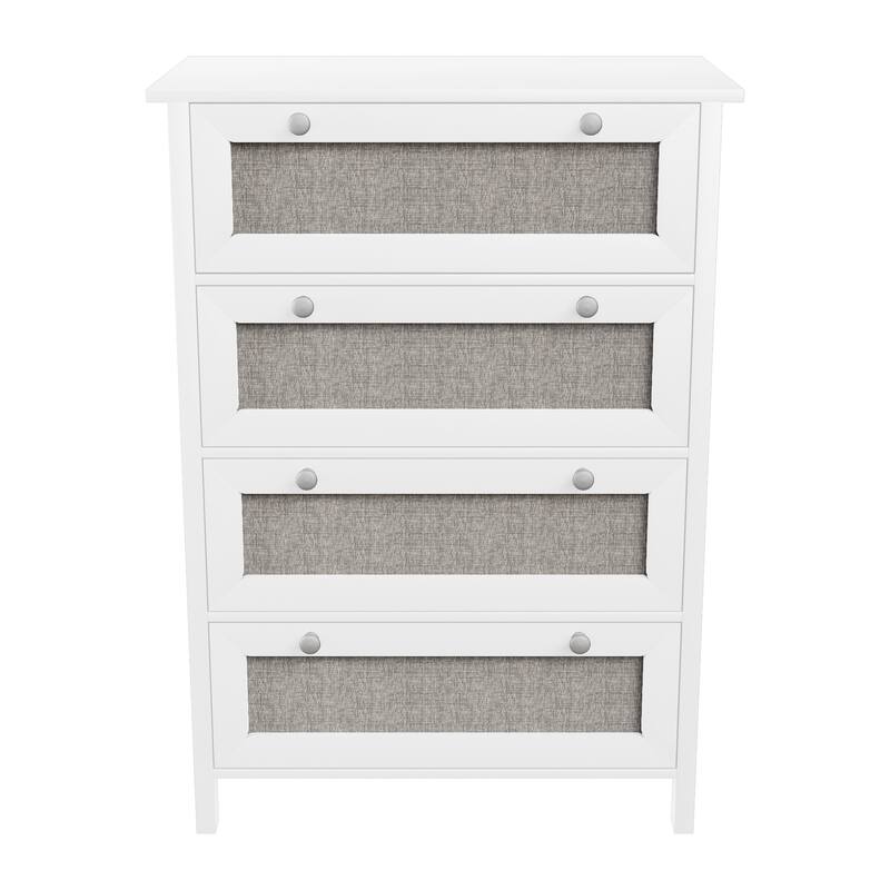 White 4-drawer Fabric Chest with Round Pulls for Easy Access to Interior Items