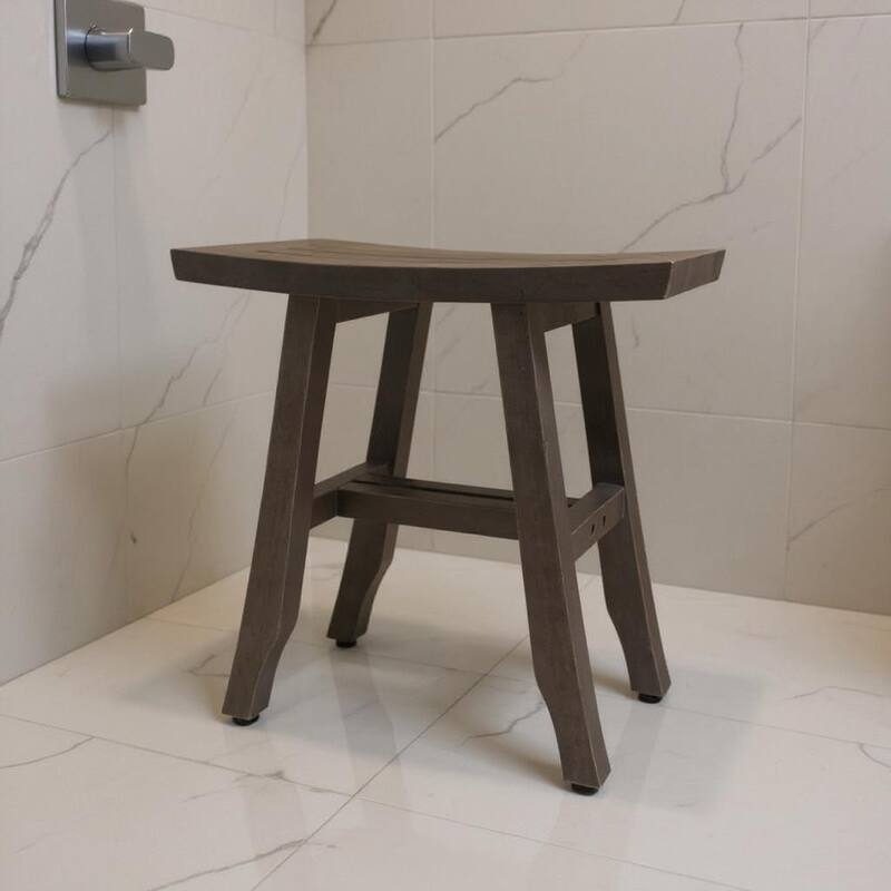HomeRoots 18" Antiqued Gray Teak Rectangular Shower Bench