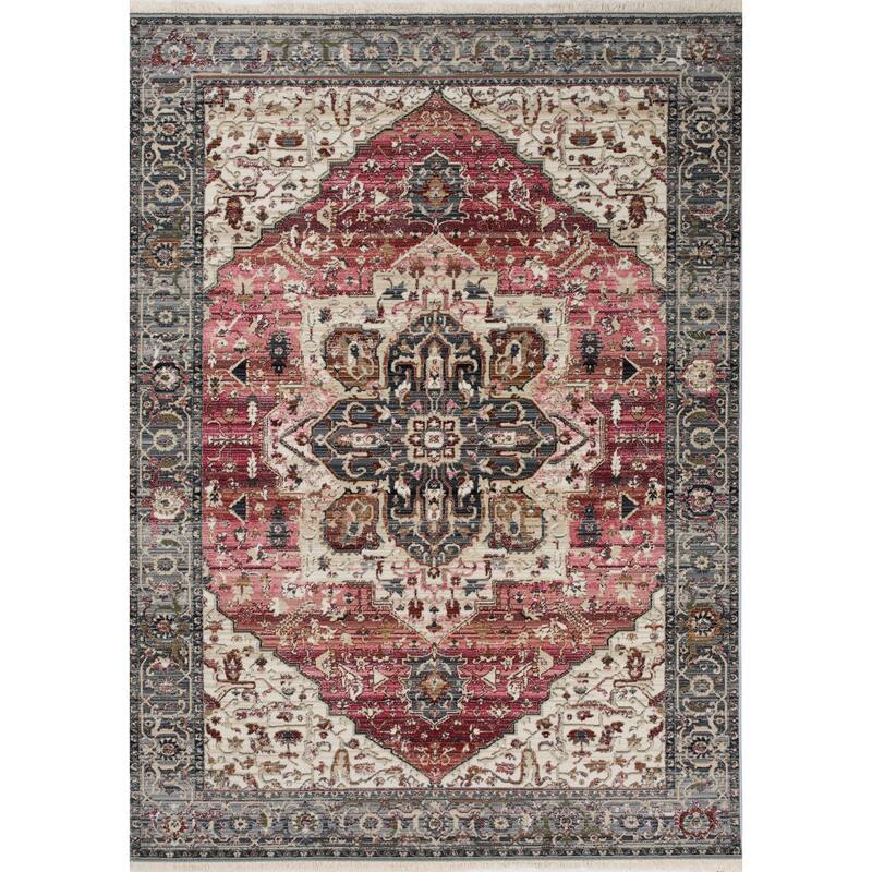 Sydney Collection - Pink/Cream/Blue Elaborate Border Rug