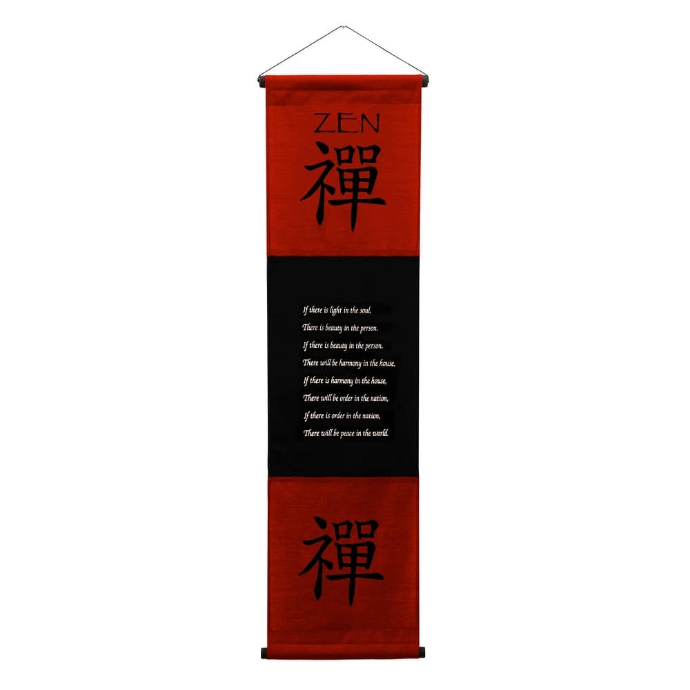 Inspirational Wall Decor "Zen" Banner Large, Inspiring Quote Hanging Scroll, Affirmation Motivational, Thought Saying Tapestry