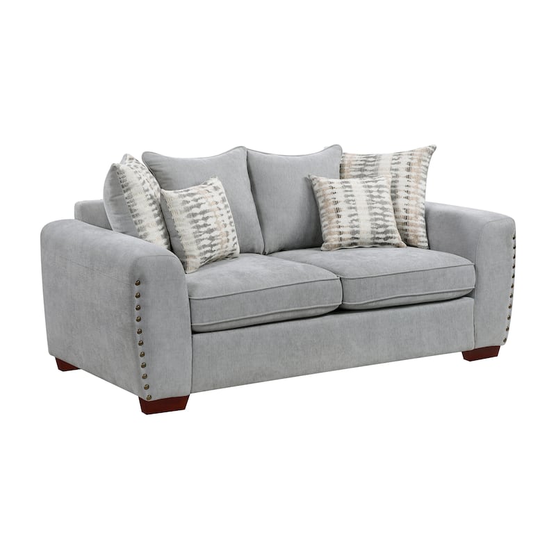 Fremont & Park Ezra 70" Chenille Living Room Loveseat with 6 Decor Pillows - Gray