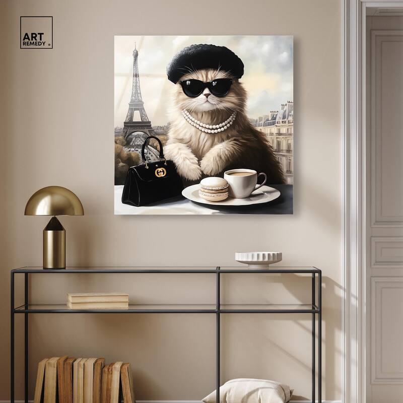 Cat in Paris Treats Acrylic by Art Remedy, Ready to Hang